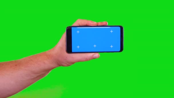 Синій Екран Мобільного Телефону Зеленому Екрані — стокове відео