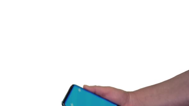 Bluescreen Handy Über Weißem Bildschirm — Stockvideo