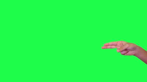 Hand Sign Scissors Female Green Screen — Stock Video