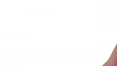 Kadın el işareti beyaz ekran üzerinde başparmak sıkma