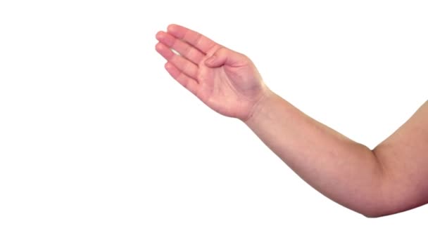 Kobieta Ręka Znak Kciuk Ścisnąć Białym Ekranie — Wideo stockowe