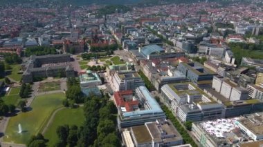 Stuttgart Almanya şehir merkezinin hava görüntüsü