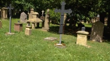  Stuttgart 'ta bir mezarlıkta yürüyorum.