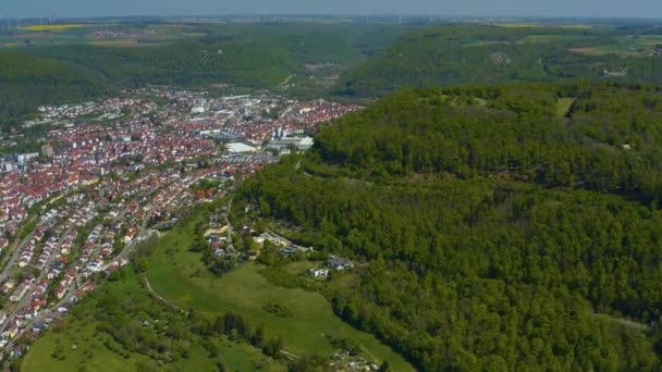 Vista Aérea Ciudad Geislingen Primavera Durante Cierre Del Coronavirus — Vídeo de stock