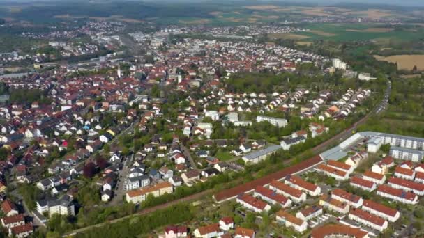Widok Powietrza Miasto Bretten Niemczech Słoneczny Dzień Wiosną Podczas Zamknięcia — Wideo stockowe