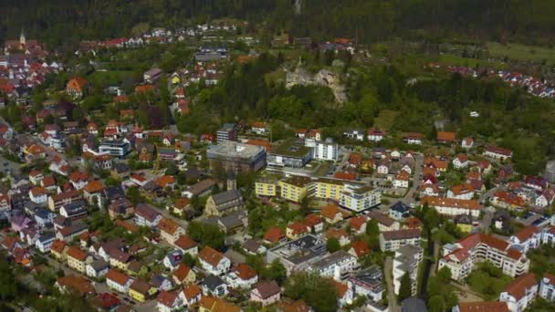 Veduta Aerea Della Città Del Monastero Blaubeuern Una Giornata Sole — Video Stock