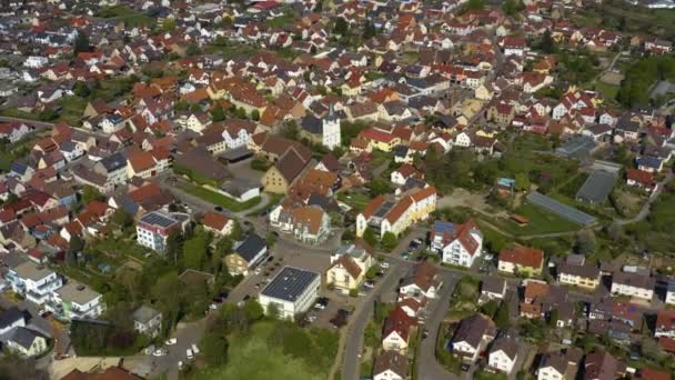 Flygfoto Över Staden Sulzfeld Och Slottet Ravensburg Tyskland Solig Dag — Stockvideo