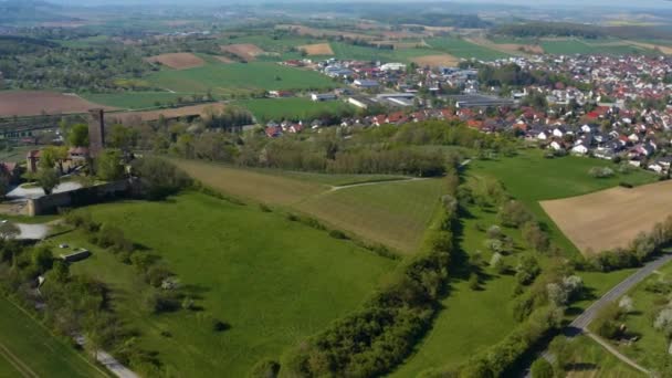 Aerial View City Sulzfeld Castle Ravensburg Germany Sunny Day Early — Stock Video