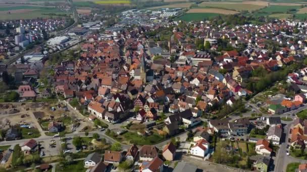 Veduta Aerea Della Città Eppingen Germania Una Soleggiata Giornata Primaverile — Video Stock