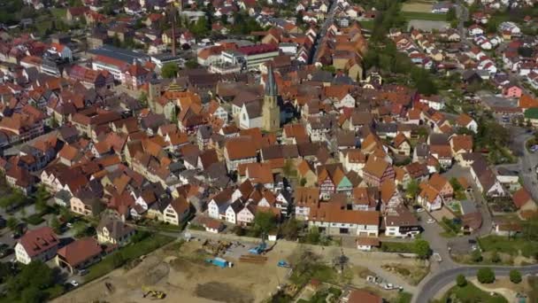 Vista Aérea Cidade Eppingen Alemanha Dia Ensolarado Primavera Durante Bloqueio — Vídeo de Stock