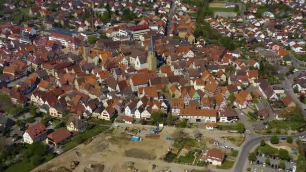 Vista Aérea Cidade Eppingen Alemanha Dia Ensolarado Primavera Durante Bloqueio — Vídeo de Stock