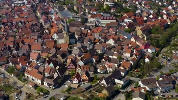 Vue Aérienne Ville Eppingen Allemagne Par Une Journée Ensoleillée Printemps — Video