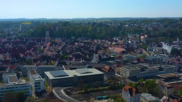 Légi Felvétel Város Achstetten Tavasszal Során Koronavírus Lezárása — Stock videók