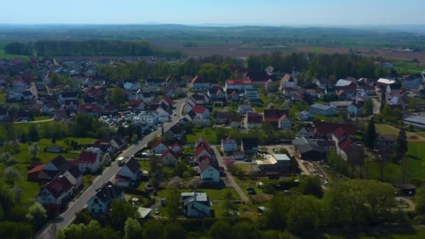 Luftaufnahme Des Dorfes Stetten Deutschland Zoom Auf Die Innenstadt — Stockvideo