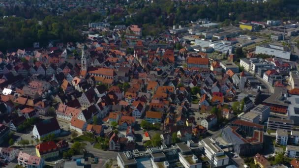 Letecký Pohled Město Biberach Jaře Během Uzamčení Koronaviru — Stock video