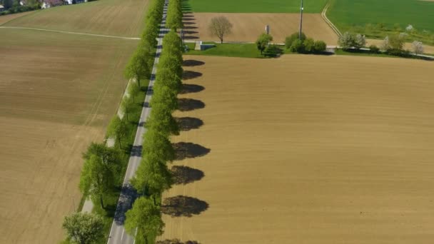Αεροφωτογραφία Του Village Stebbach Στη Γερμανία Μια Ηλιόλουστη Ανοιξιάτικη Μέρα — Αρχείο Βίντεο