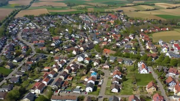 Vista Aérea Del Pueblo Stebbach Alemania Soleado Día Primavera Durante — Vídeos de Stock