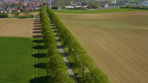 Légi Felvétel Village Stebbach Németországban Egy Napos Tavaszi Napon Során — Stock videók