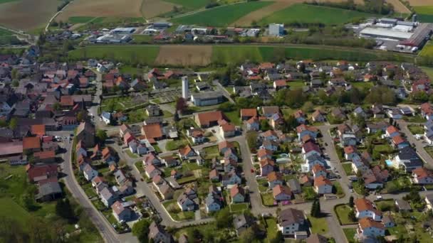 Vue Aérienne Village Richen Allemagne Par Une Journée Ensoleillée Printemps — Video