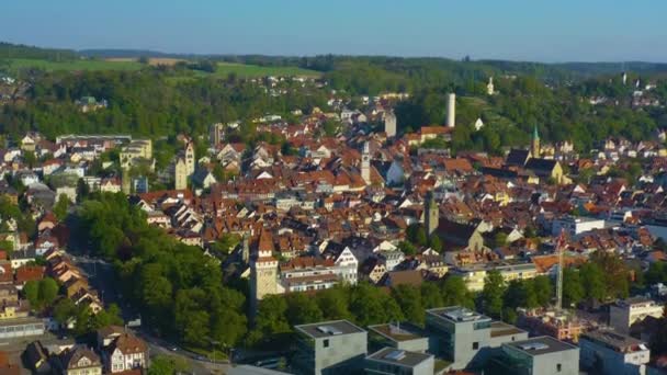 Flygfoto Över Staden Ravensburg Våren Coronavirus Nedstängning — Stockvideo