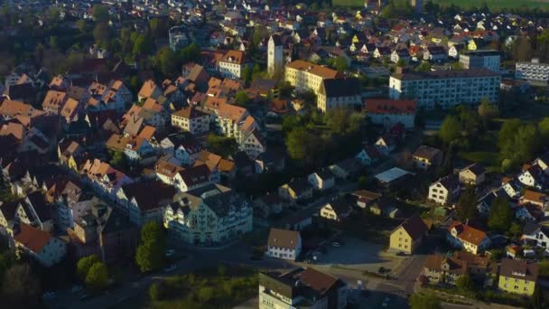 Widok Lotu Ptaka Miasto Pfullendorf Wiosną Podczas Zamknięcia Koronawirusu — Wideo stockowe