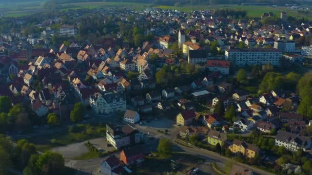 Pemandangan Udara Kota Pfullendorf Pada Musim Semi Selama Penguncian Coronavirus — Stok Video