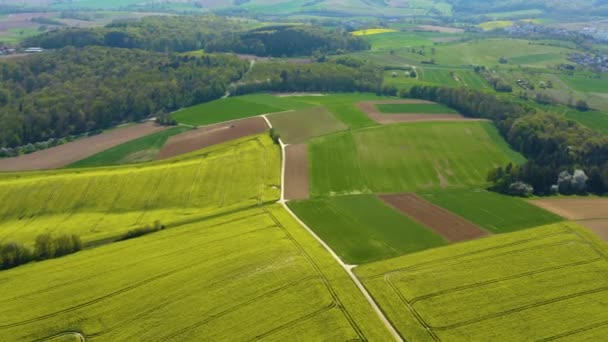 Vista Aérea Village Horrenberg Alemanha Dia Ensolarado Primavera Durante Bloqueio — Vídeo de Stock