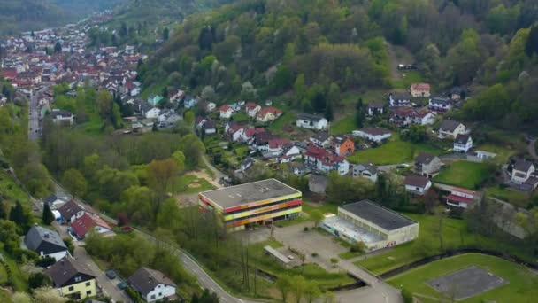 Vue Aérienne Ville Schnau Allemagne Par Une Journée Ensoleillée Printemps — Video