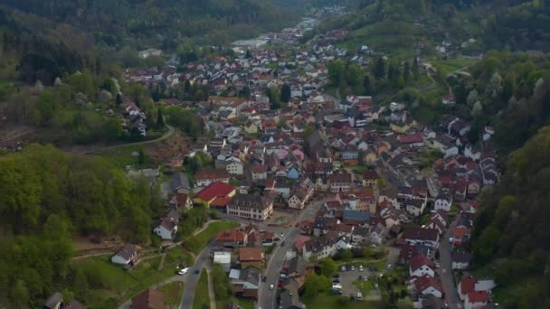 Vista Aérea Ciudad Schnau Alemania Soleado Día Primavera Durante Cierre — Vídeos de Stock