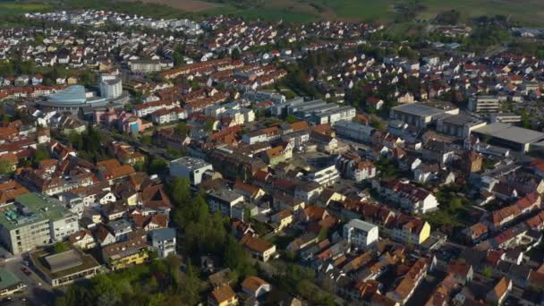 Flygfoto Över Staden Wiesloch Tyskland Solig Vårdag Coronavirus Nedstängning — Stockvideo