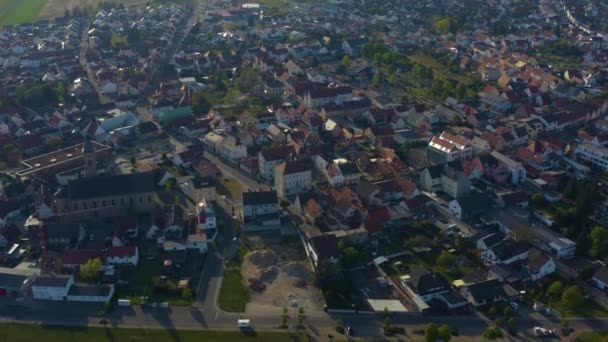 Veduta Aerea Della Città Kronau Germania Una Soleggiata Giornata Primaverile — Video Stock