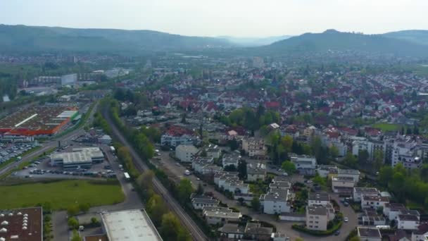 Widok Lotu Ptaka Miasto Weinstadt Niemczech Słoneczny Wiosenny Dzień Podczas — Wideo stockowe