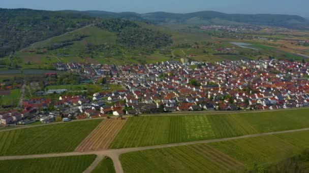 Veduta Aerea Della Città Beutelsbach Germania Una Soleggiata Giornata Primaverile — Video Stock