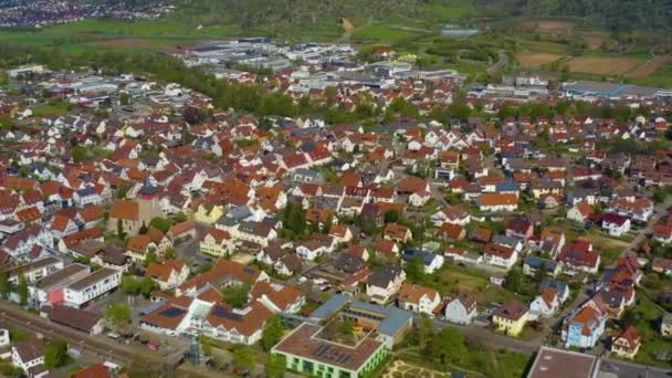 Vista Aérea Ciudad Winterbach Alemania Soleado Día Primavera Durante Cierre — Vídeos de Stock