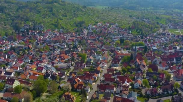 Widok Lotu Ptaka Miasto Urbach Niemczech Słoneczny Wiosenny Dzień Podczas — Wideo stockowe