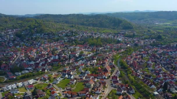 Vue Aérienne Ville Plderhausen Allemagne Par Une Journée Ensoleillée Printemps — Video