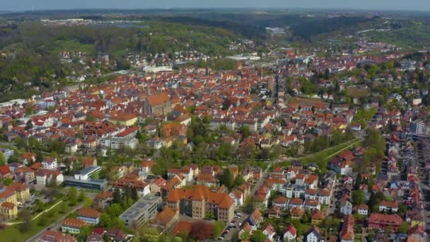 Pemandangan Udara Kota Schwaebisch Gmuend Jerman Pada Hari Musim Semi — Stok Video