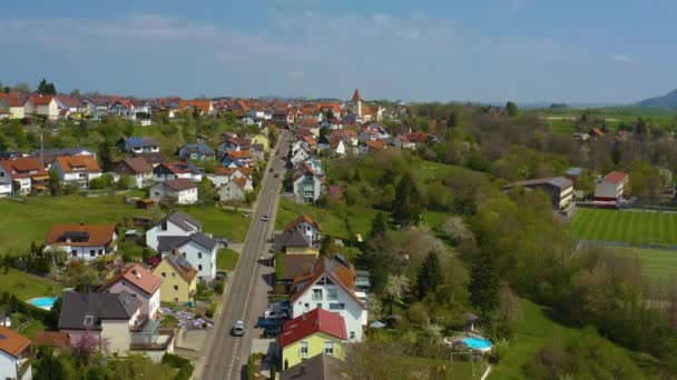 Légi Felvétel Város Bettringen Németországban Egy Napos Tavaszi Napon Során — Stock videók