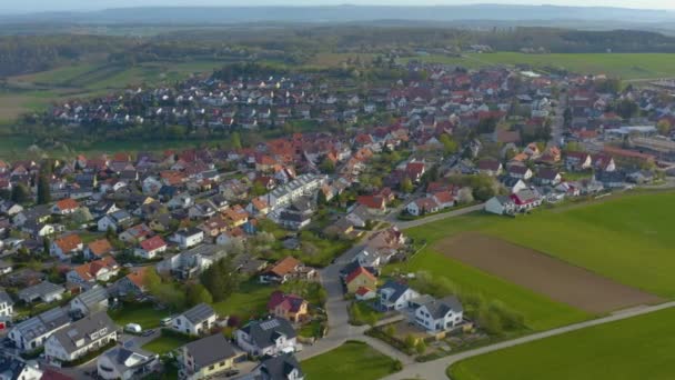 Flygfoto Över Byn Wurmberg Solig Morgon Tidigt Våren — Stockvideo