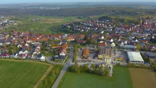 Vista Aérea Aldeia Wurmberg Uma Manhã Ensolarada Início Primavera — Vídeo de Stock