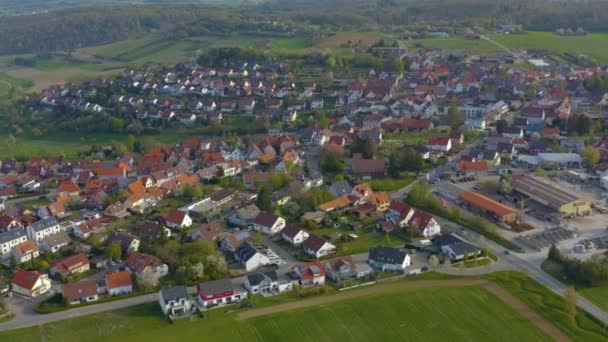 Flygfoto Över Byn Wurmberg Solig Morgon Tidigt Våren — Stockvideo