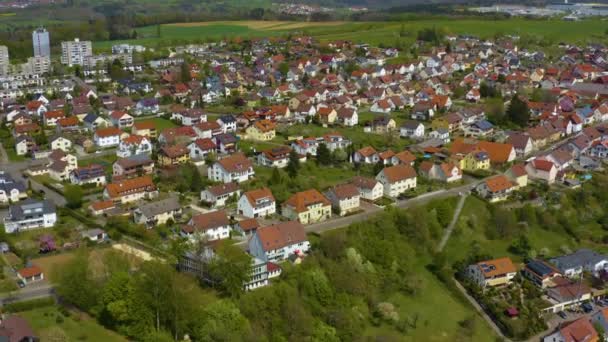 Luchtfoto Van Bettringen Duitsland Een Zonnige Lentedag Tijdens Afsluiting Van — Stockvideo