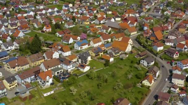 Luchtfoto Van Bettringen Duitsland Een Zonnige Lentedag Tijdens Afsluiting Van — Stockvideo