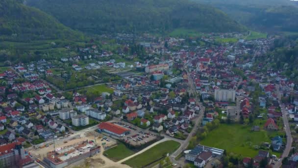 Vista Aérea Cidade Heubach Alemanha Dia Ensolarado Primavera Durante Bloqueio — Vídeo de Stock