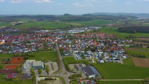 Légi Felvétel Város Moegglingen Németországban Egy Napos Tavaszi Napon Során — Stock videók