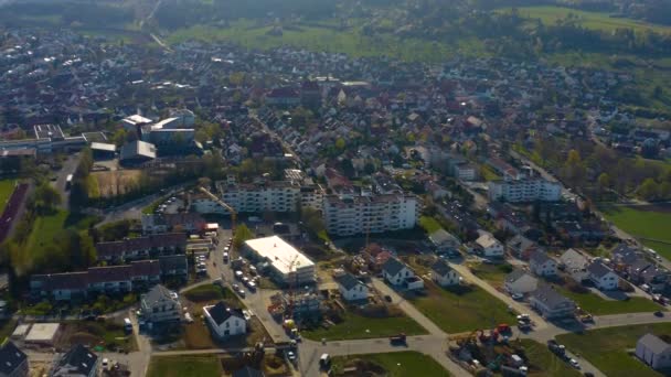 Veduta Aerea Della Città Heimsheim Germania Una Mattina Sole All — Video Stock