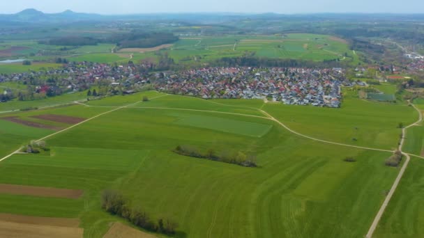 Légi Felvétel Város Boebingen Der Rems Németországban Egy Napos Tavaszi — Stock videók