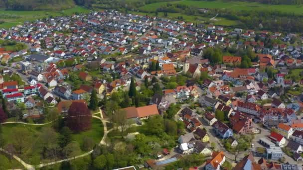 Aerial View City Essingen Germany Sunny Spring Day Coronavirus Lockdown — Stock Video