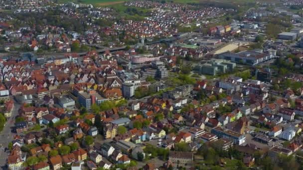 Aerial View City Aalen Germany Sunny Spring Day Coronavirus Lockdown — Stock Video