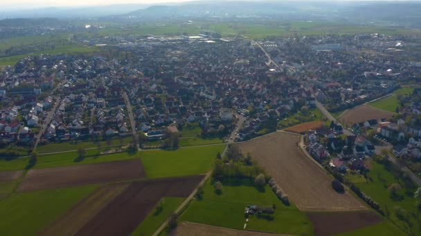 Letecký Pohled Město Rutesheim Německu Slunečného Jara — Stock video